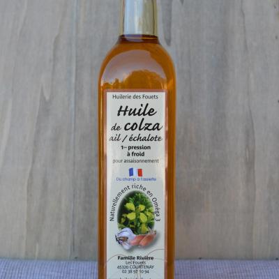 Huile de Colza 1ère pression à Froid, Aromatisé Ail-Echalote