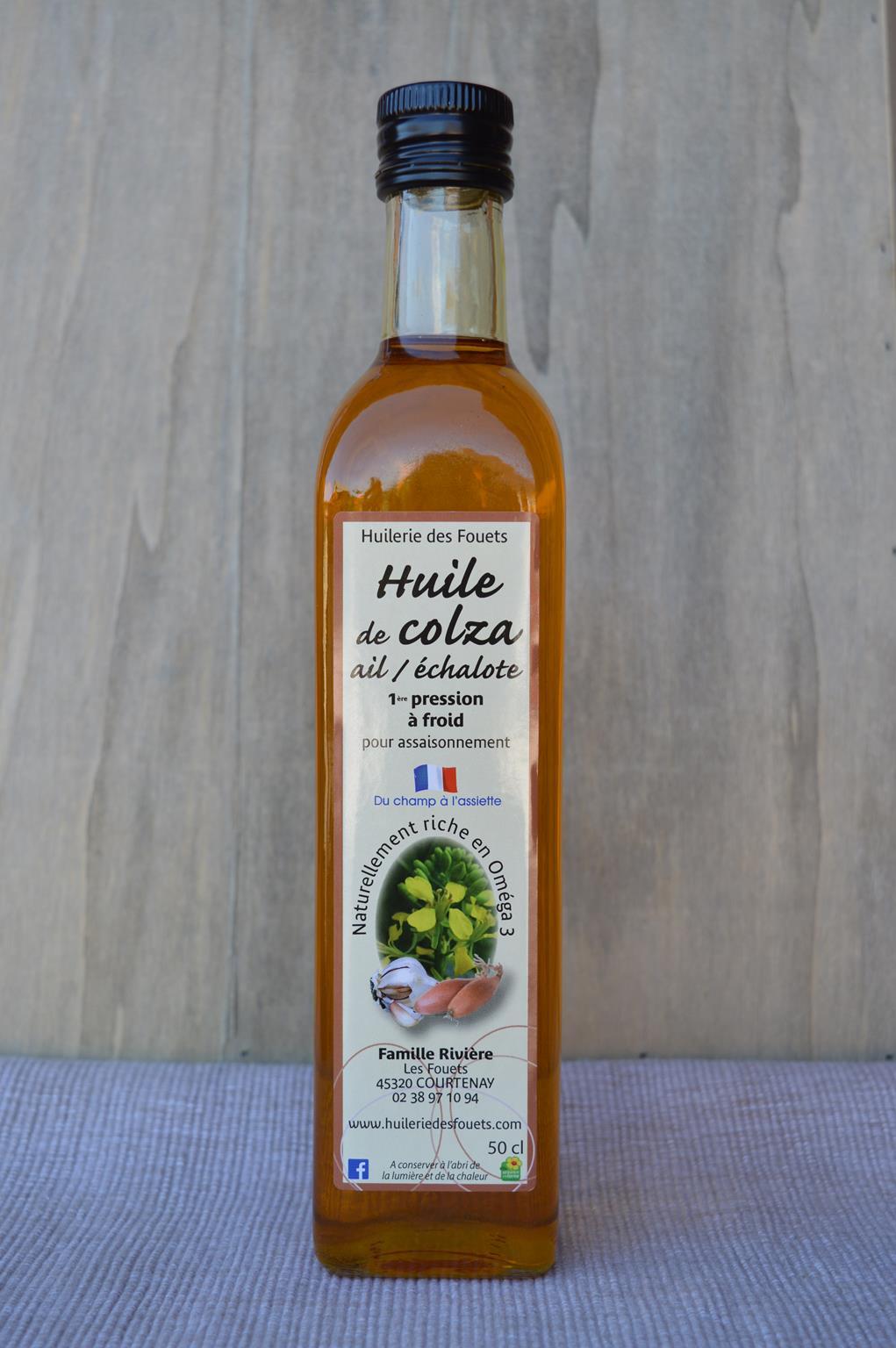 Huile colza ail echalote premiere pression froid 50cl huilerie des fouets copy
