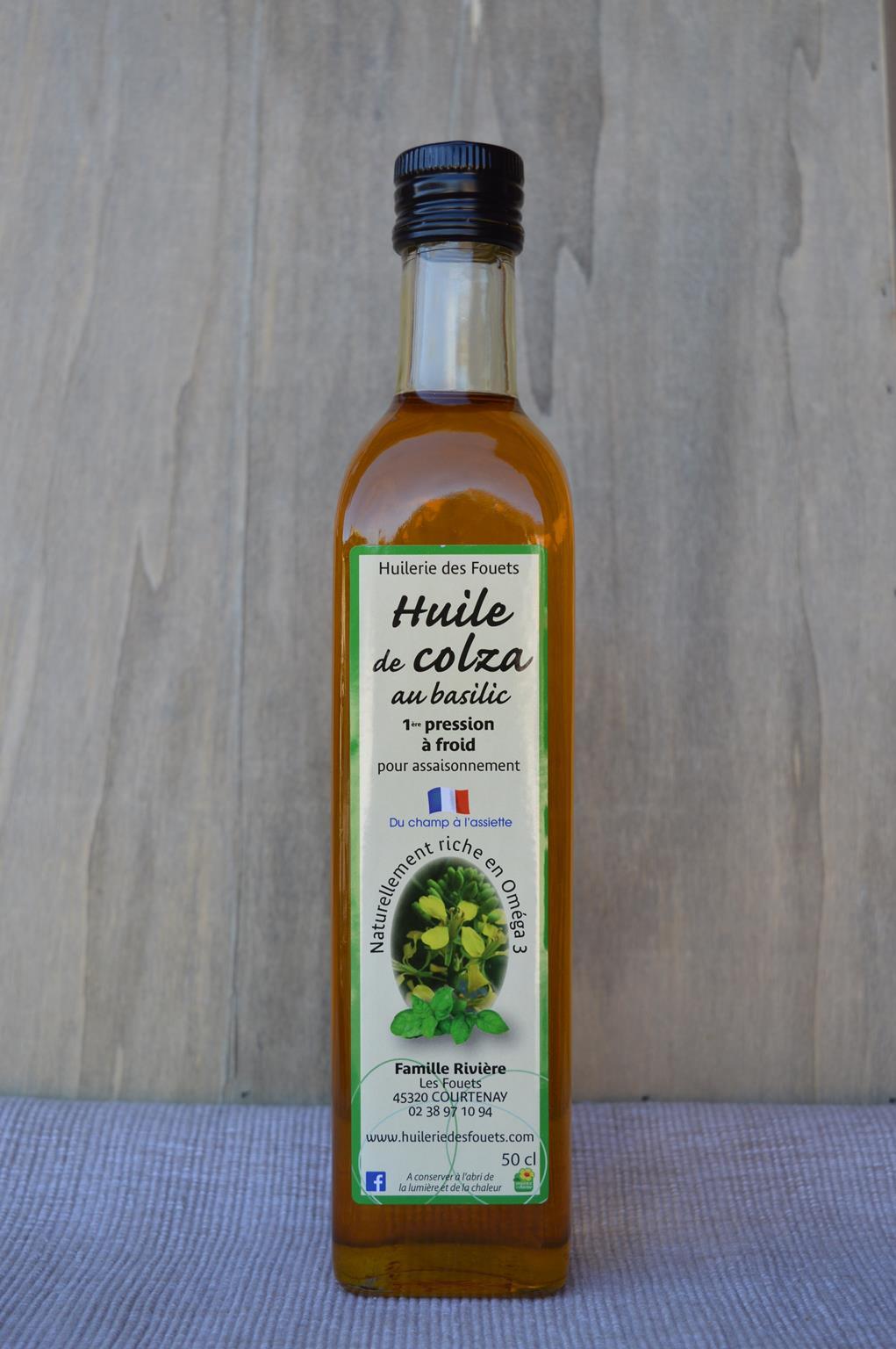 Huile colza basilic premiere pression froid 50cl huilerie des fouets copy